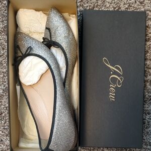 J. Crew Silver Ballet Flats